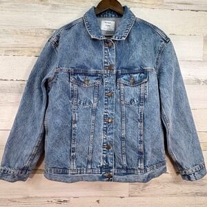 Old Navy Womens Boyfriend Denim Jean Jacket Blue Personalized Rebecca Size M